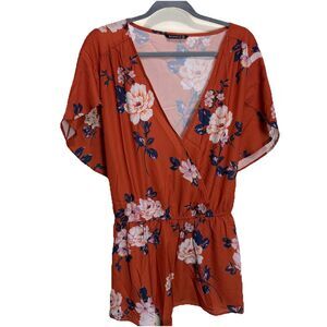 BLOOMCHIC  Empire Waist Floral Orange Babydoll Top Fairycore CottageCore Size 28
